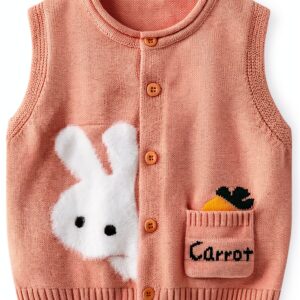 BABUYU Baby Girls Bunny Vest Soft Cotton Outerwear-0