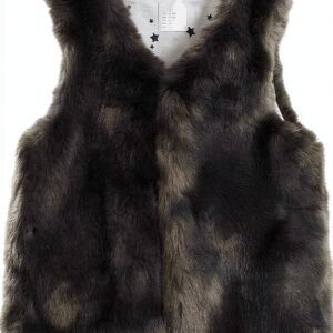 LJYH Baby Girls Faux Fur Vest Dark Gray Polyester Outerwear-0