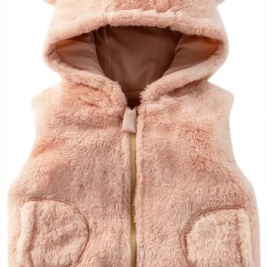 CAHL&FAUO Kids Fleece Vest Polyester Hoodie Bear Ears-0